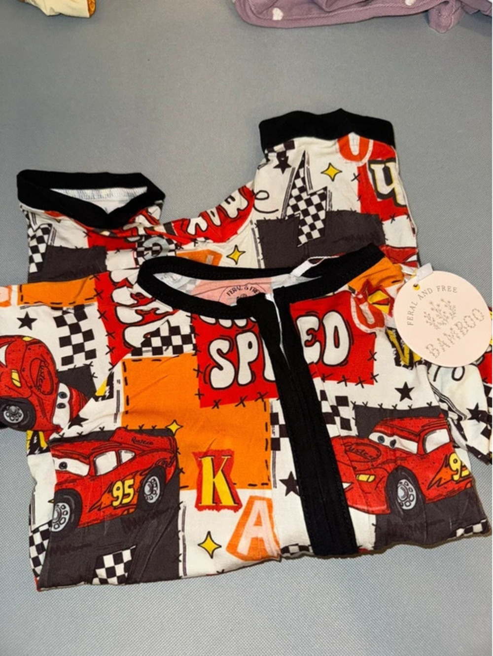 Feral and Free Bamboo Lightning Mcqueen disney Cars shortie 24 months